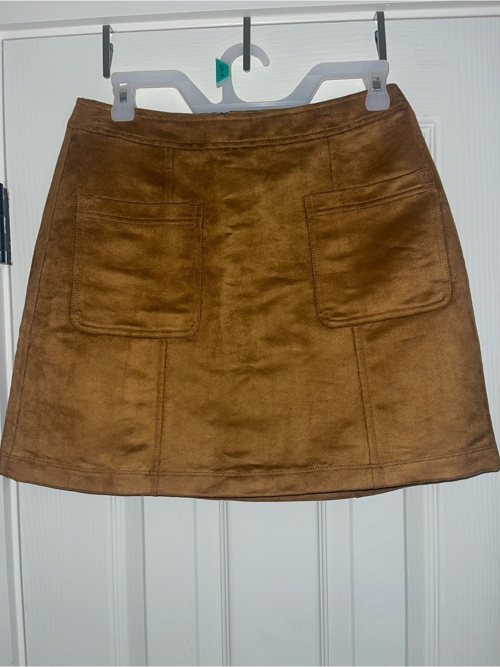 Old Navy Brown Suede-Look A-Line Skirt with Patch Pockets